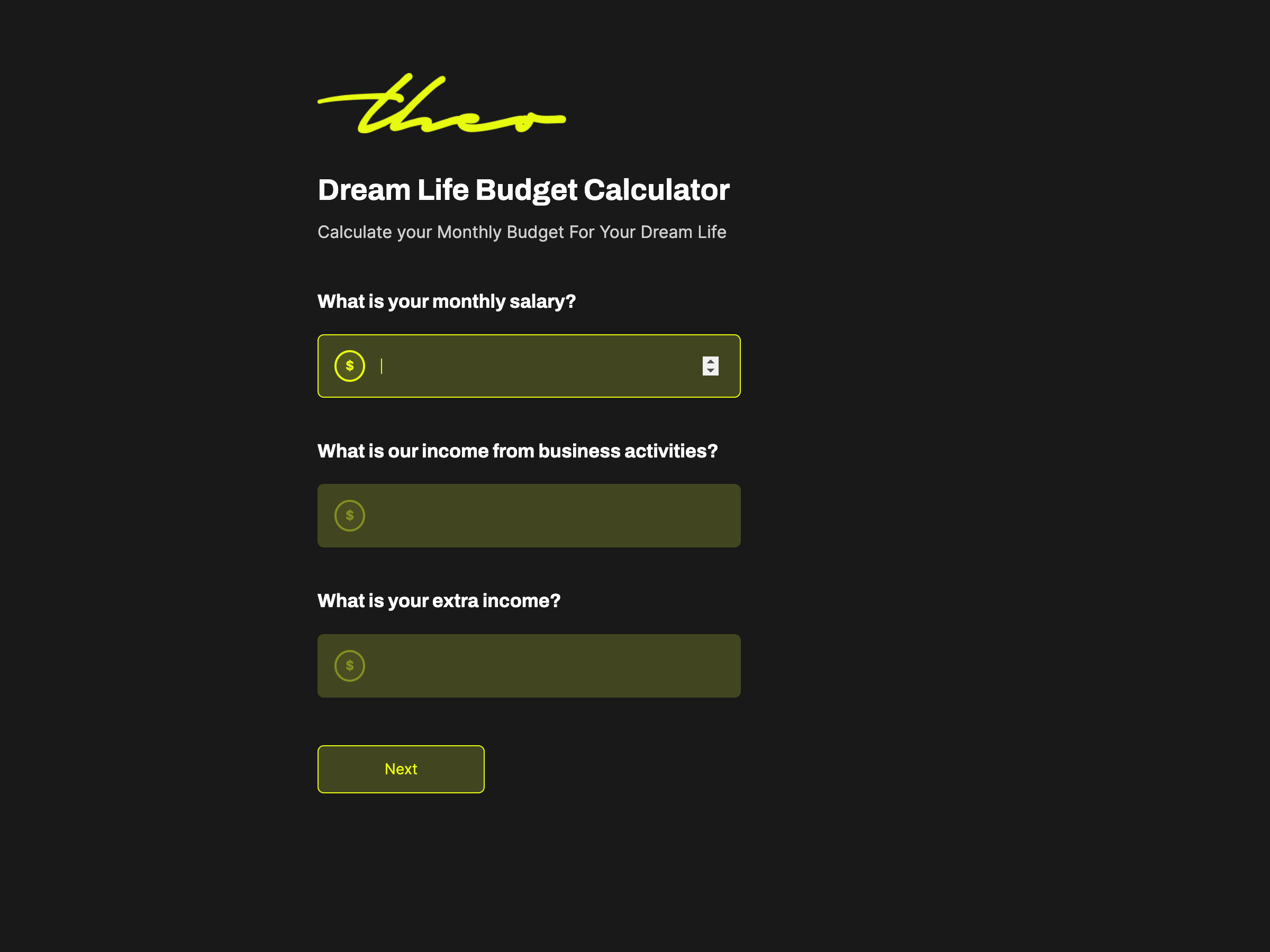 Dream Life Monthly Budget Calculator free involve.me template